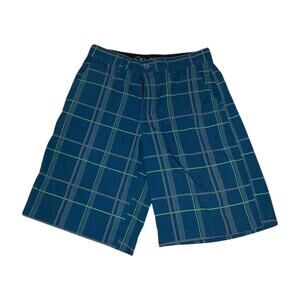 OP Flex 4-Way Stretch Golf Shorts Blue Plaid Size 28** see last pic some fading*
